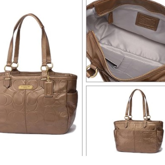 NWT Coach Gallery Embossed Leather Tote F20742 Brass/Copper Below $358 Retail - Picture 4 of 7
